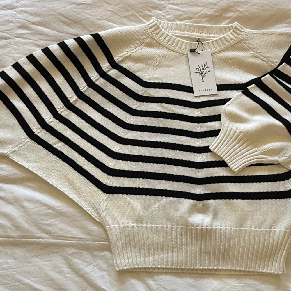 Sundays Black and Cream Striped Sweater